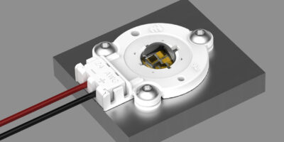 Solderless LED socket with optics snap-on feature