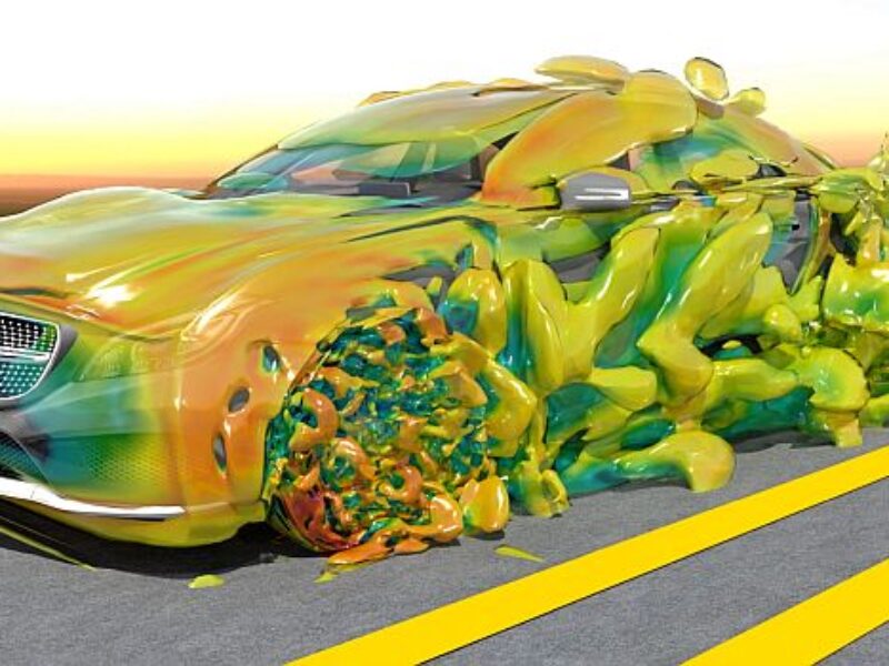 Aerodynamics simulation method models moving car and its tires