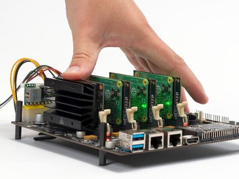 Cluster computer board runs RasPi CM4, Nvidia Jetson modules
