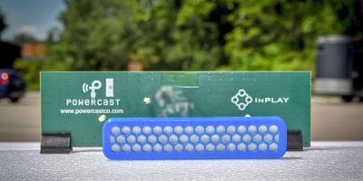 Battery-free BLE sensor beacon is powered over 120 feet