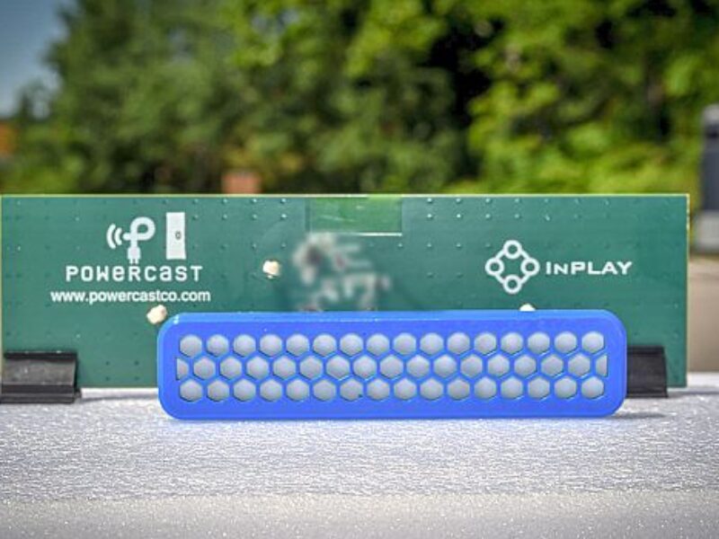 Battery-free BLE sensor beacon is powered over 120 feet