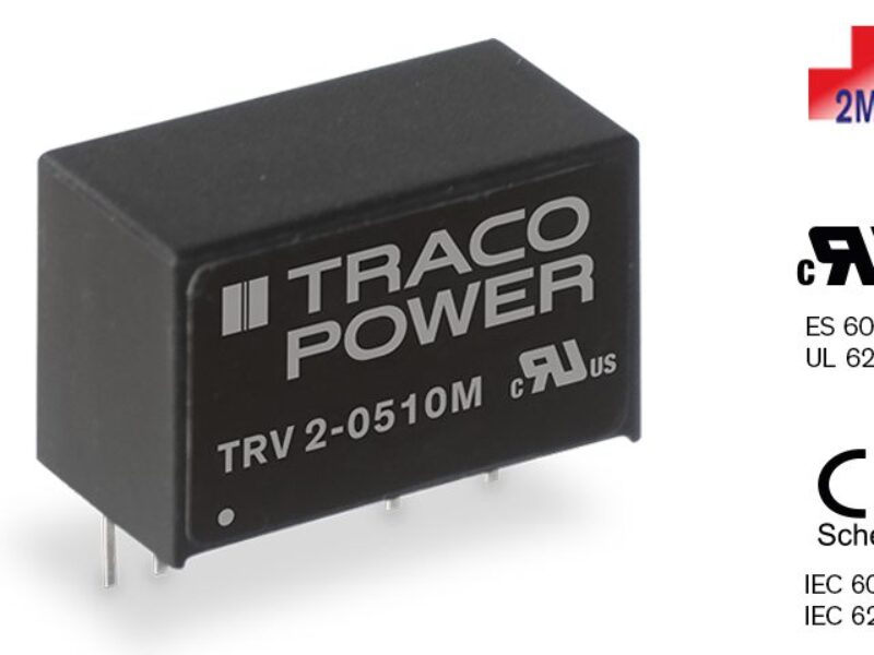 TRV 2M Series 2 Watt high isolation DC/DC converter for medical and industrial applications