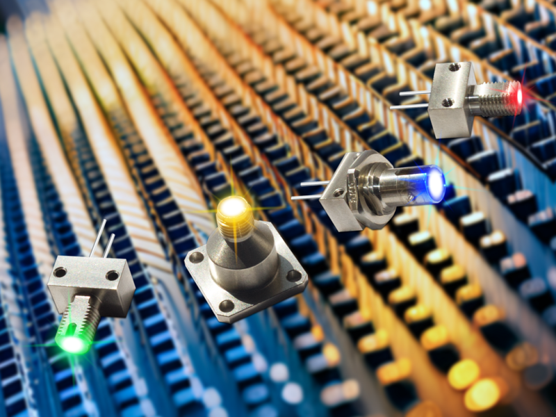 Visible LEDs in fibre optic housings