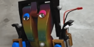 “Mugatu,” the first steerable bipedal robot with only one motor