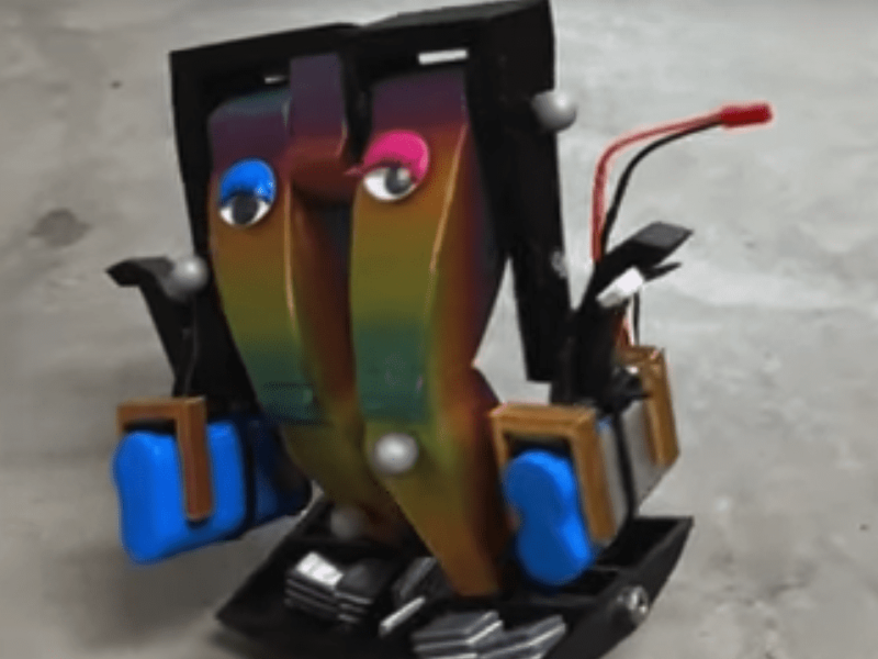 “Mugatu,” the first steerable bipedal robot with only one motor
