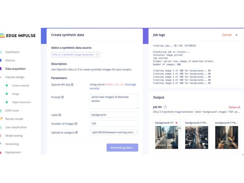 Edge Impulse leverages generative AI tools to create synthetic data