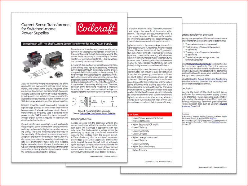 Selecting Current Sense Transformers for Switched-mode Power Supplies