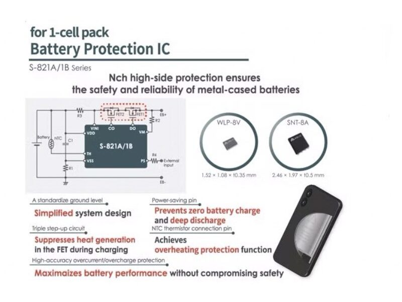 1-cell battery protection ICs for smartphones and wearables