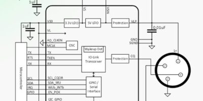 IO-Link transceiver has integrated oscillator