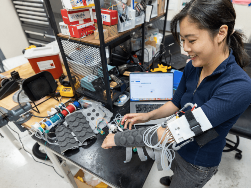 New knit haptic sleeve simulates realistic touch