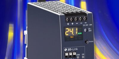 DIN rail power supply adds IO-Link interface and display