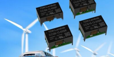 DC-DC converter adds two-sided board coating, cuts silicone potting