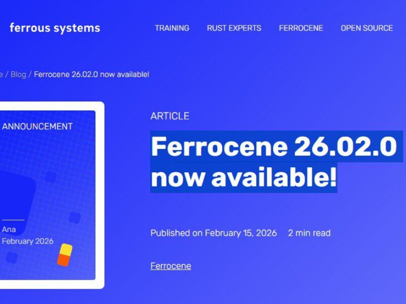 Ferrocene 26.02.0 adds automotive core certification