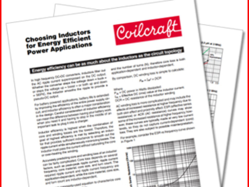 Choosing Inductors for Energy Efficient Power Applications