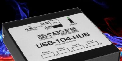 Industrial-strength 4-port USB hub for operation in the -40 to 85°C temperature range
