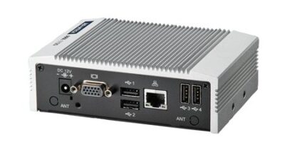 Small fanless embedded box PC features Intel Atom N455 processor