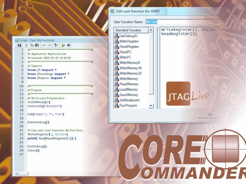 JTAG debug tool takes control of MicroCores for PCB test and debug