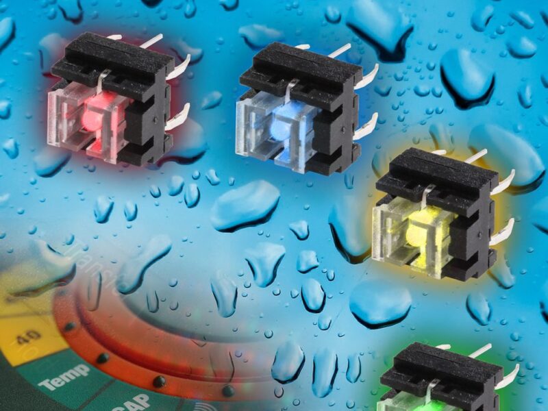 Washable illuminated pushbutton switch available in four LED colours