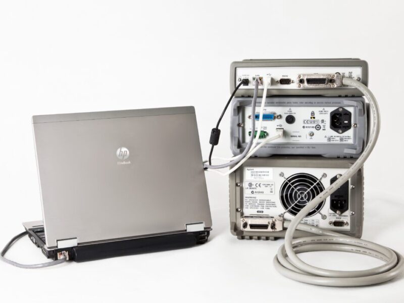 Interface box connects GPIB, USB, and RS-232 test instruments to LAN