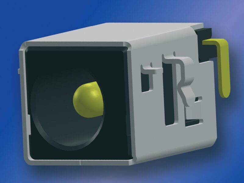 Two-pin, right-angle DC jack for external plug-in power supplies