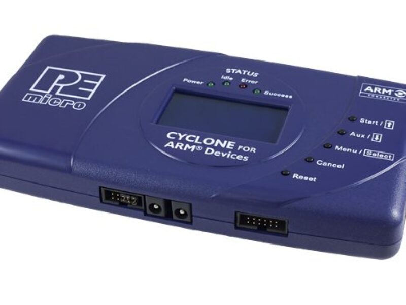 In-circuit programmer for ARM Cortex devices connects via Ethernet, USB or Serial Port