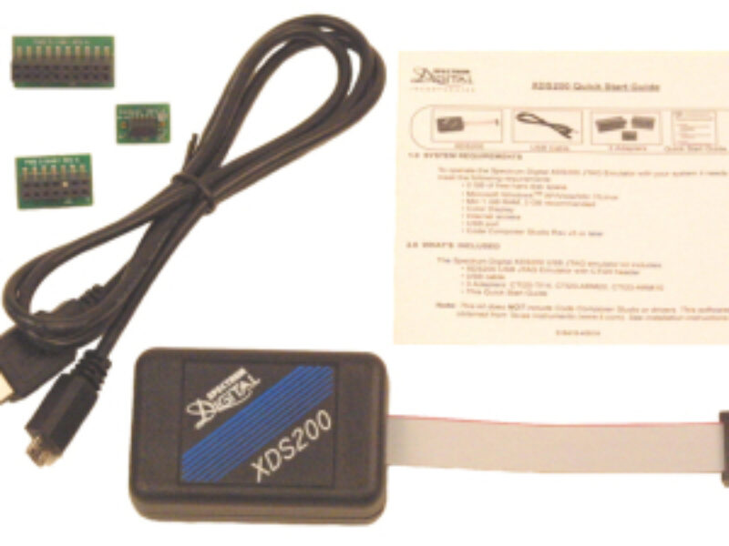 JTAG emulator for Texas Instruments processors connects via USB