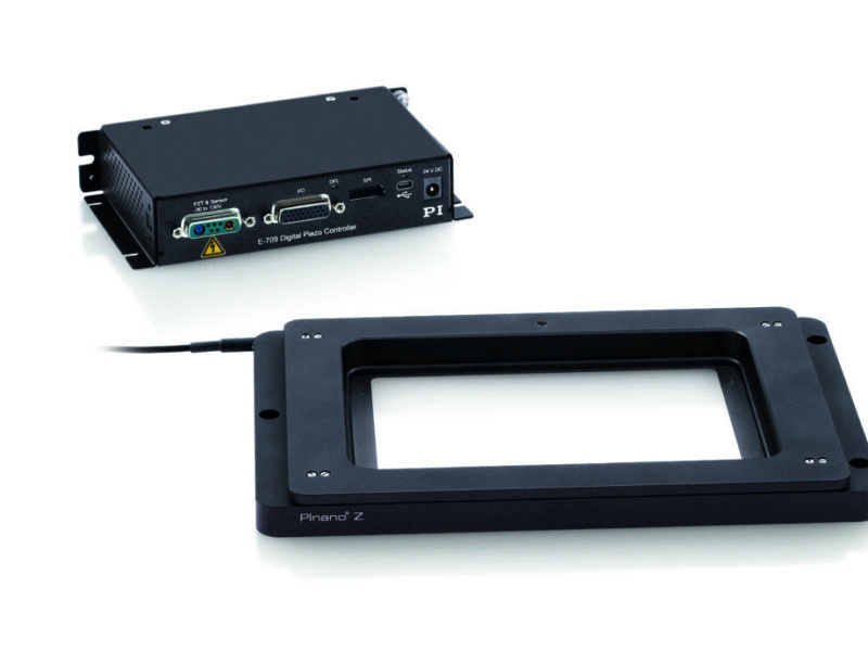 Fast Z-axis piezo-scanner for inverted microscopes offers a 160×110mm clear aperture