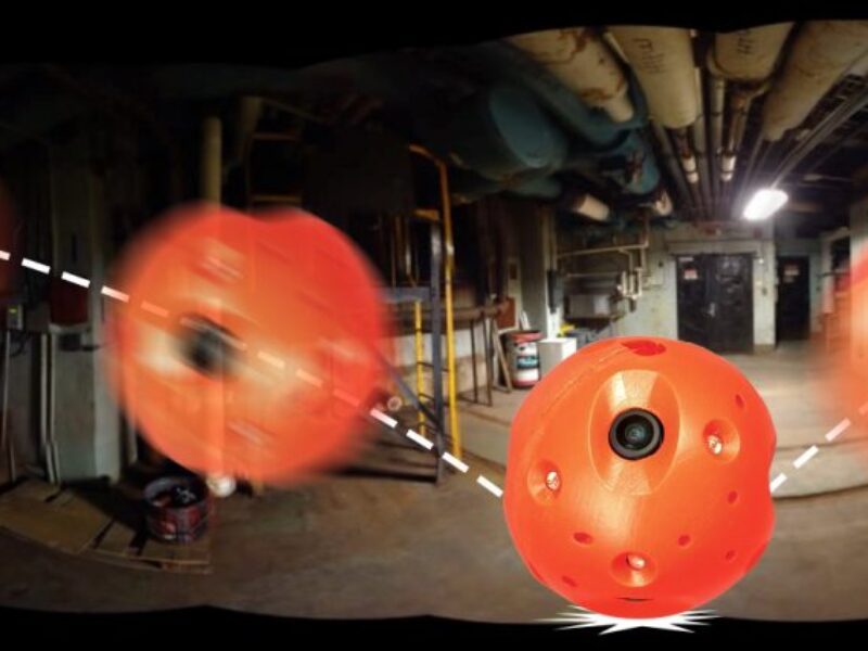 Tactical panoramic video ball creeps in