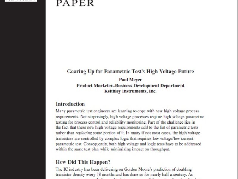 Gearing Up for Parametric Test’s High Voltage Future