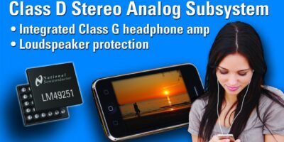 Stereo analog subsystem with Class G headphone amp offers loudspeaker protection for mobile handsets