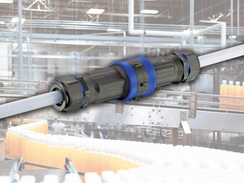 Cable-to-cable industrial connector hood rated to IP69K