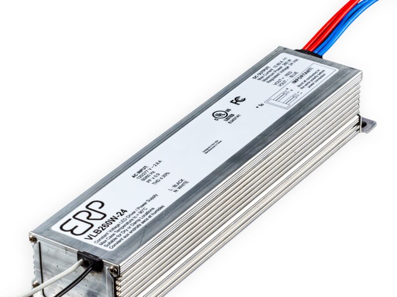 AC-DC converter delivers up to 260W of 12 or 24 VDC for LEDs