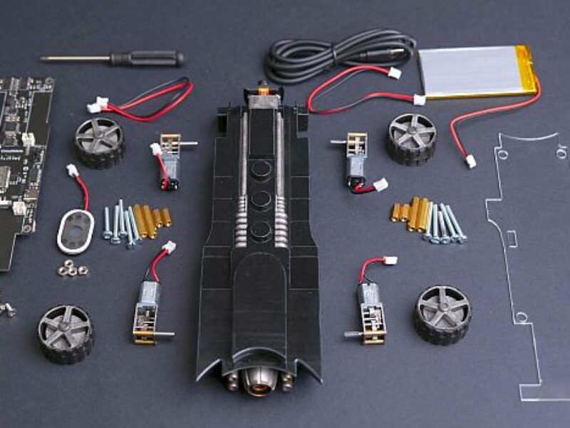 Batmobile AI robot car STEM kit teaches electronics, coding