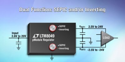 Régulateur µModule à modes SEPIC et inverseur, deux sorties