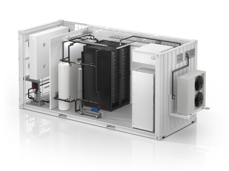 First liquid cooling for all-in-one modular datacentre